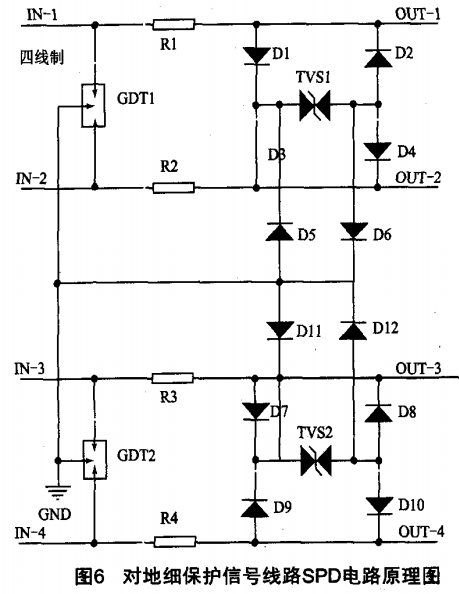 對地細(xì)保護(hù)信號線路SPD電路原理圖